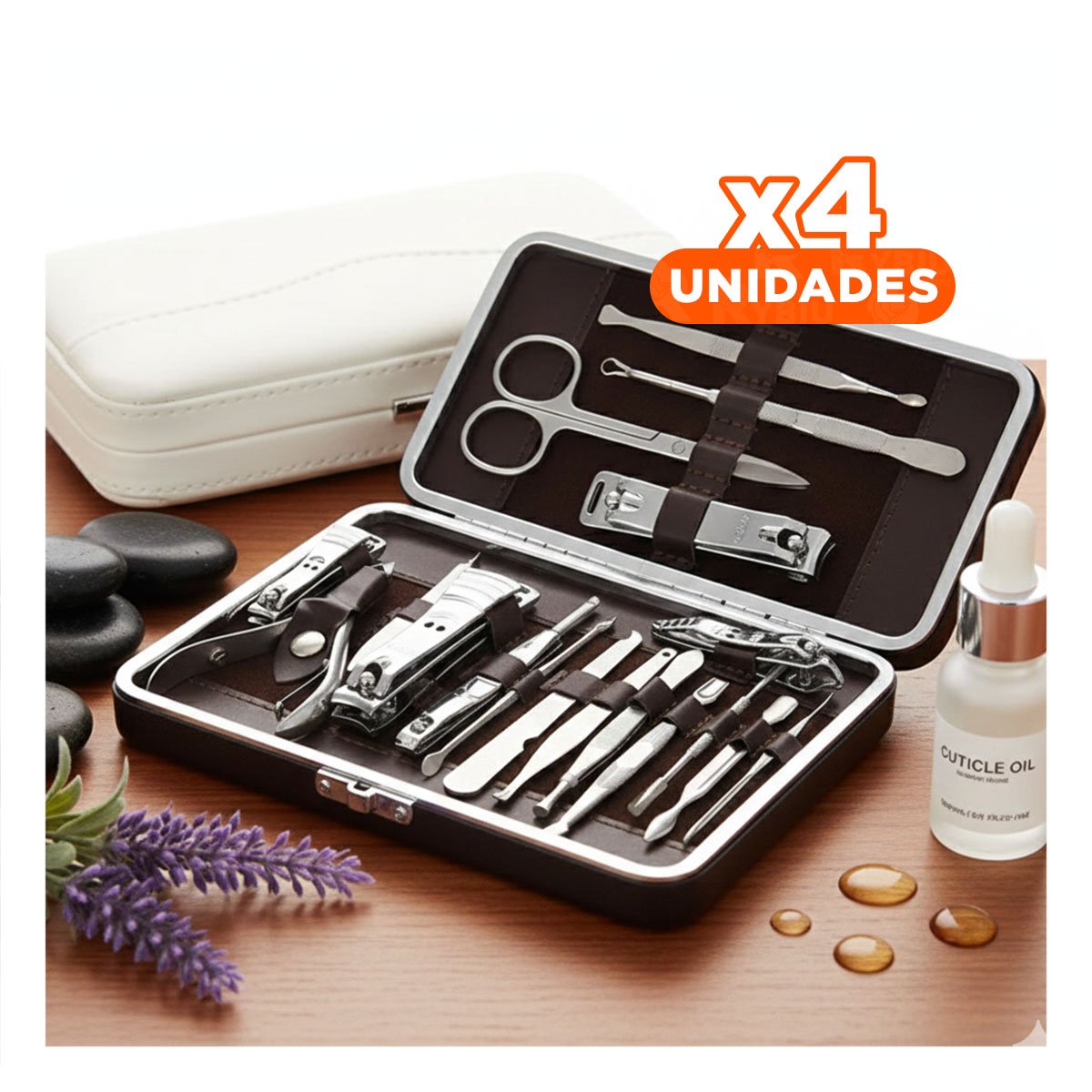 PACK4 MALETA PROFESIONAL DE HERRAMIENTAS PARA UÑAS 12 PIEZAS COLOR BLANCO - 1