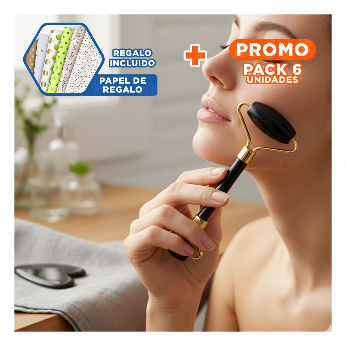PACK6 EXTRACTOR DE BELLEZA SET DE 2 NEGRO DE JADE PARA HIDRATACION Y RELAX Y+PAPEL REGALO - 1