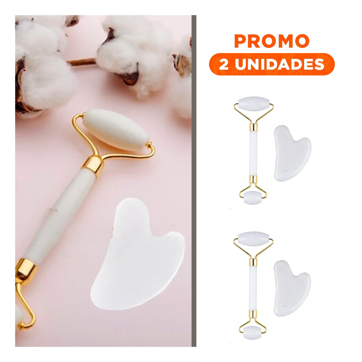 PACK2 DISPOSITIVO BLANCO SET DE 2 DE JADE PARA MASAJE FACIAL Y CUIDADO DIARIO - 1