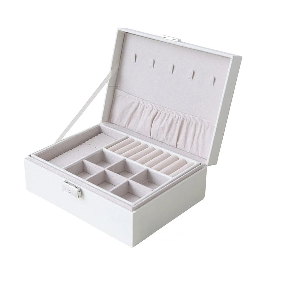 PACK12 MALETIN MODERNO 23X17X9 CM BLANCO DOBLE CAPA CON LLAVE Y+REGALO STICKER - 2
