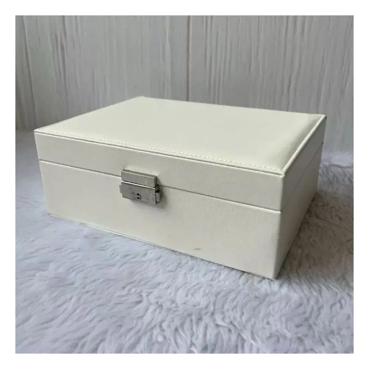 PACK12 MALETIN MODERNO 23X17X9 CM BLANCO DOBLE CAPA CON LLAVE Y+REGALO STICKER - 3