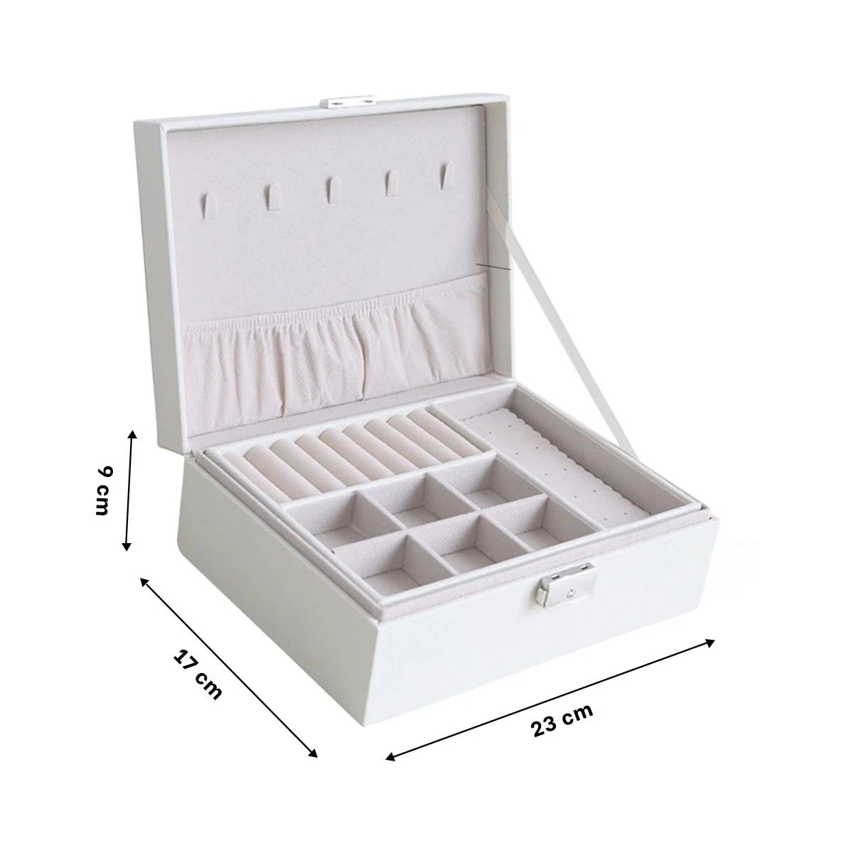PACK12 MALETIN MODERNO 23X17X9 CM BLANCO DOBLE CAPA CON LLAVE Y+REGALO STICKER - 4