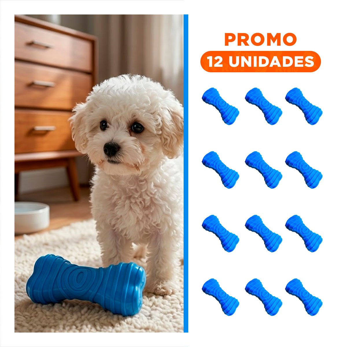 PACK12 ELEMENTO EN COLOR AZUL CON FORMA HUESO CON RAYAS EN ESPACIOS NEUTROS Y+REGALO STICKER - 1