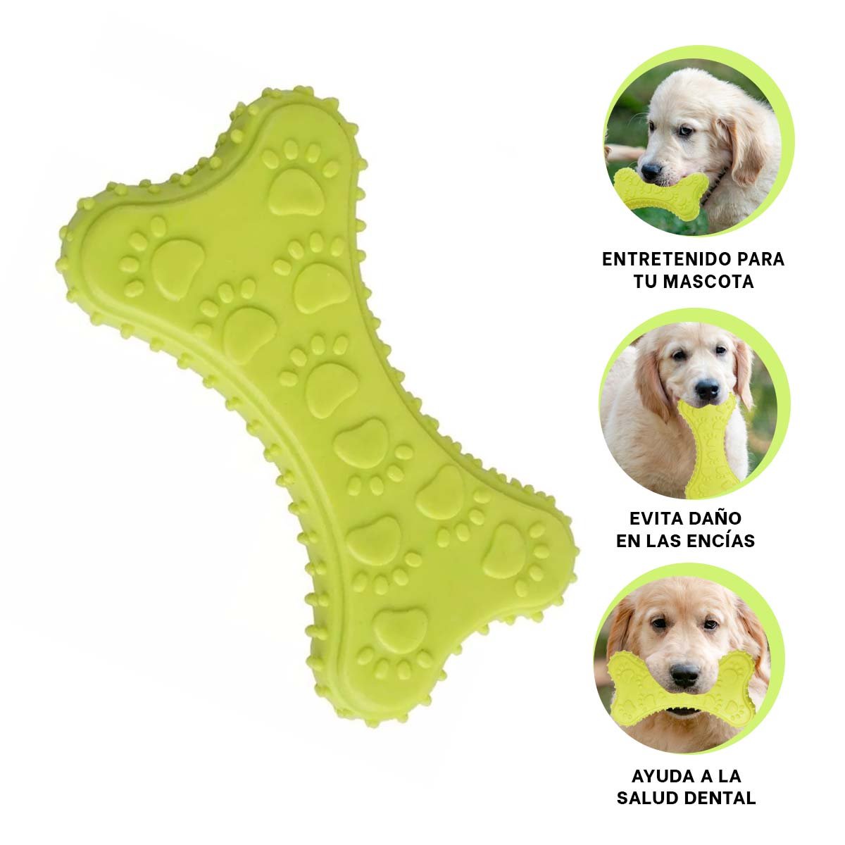 JUGUETE FUNCIONAL VERDE LIMON TIPO HUESO PEQUENO PARA ESPACIOS ORGANIZADOS - 3