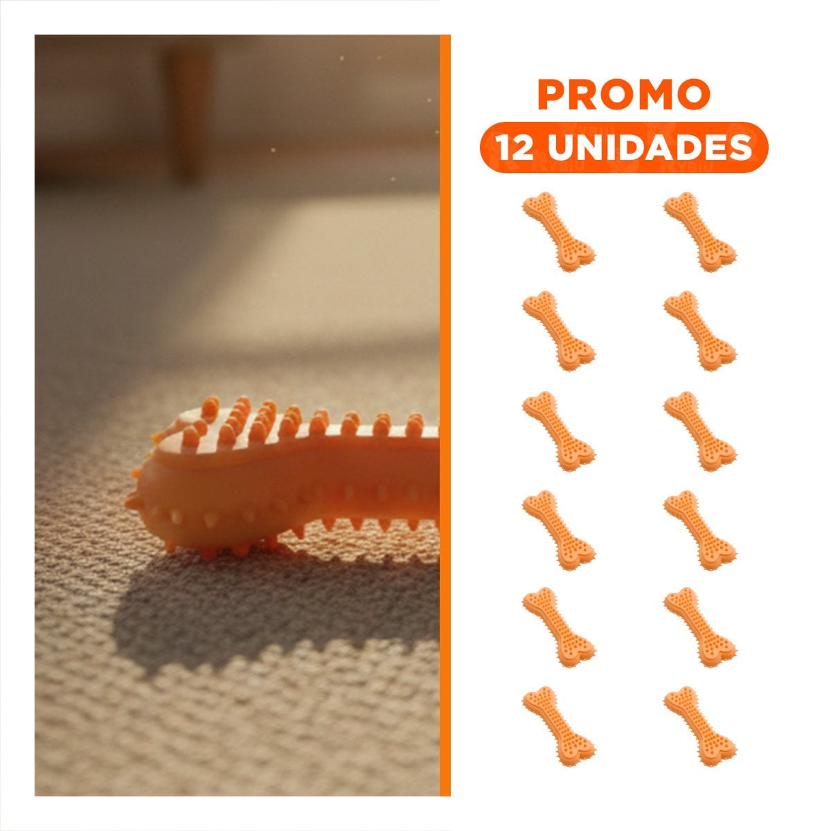PACK12 ELEMENTO EN COLOR NARANJA CON FORMA HUESO CON PUAS EN ESPACIOS NEUTROS Y+REGALO STICKER - 1