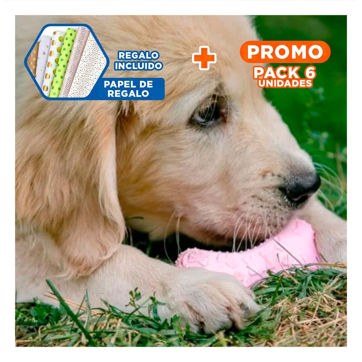 PACK6 ARTICULO RESISTENTE PEQUENO EN ROSADO CLARO PARA MASCOTA Y+PAPEL REGALO - 1