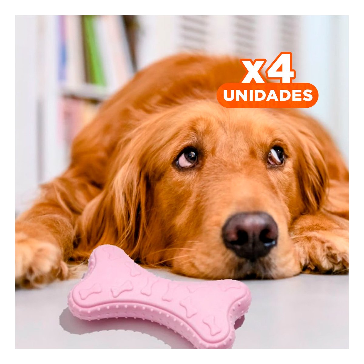 PACK4 ARTICULO HUESO PEQUENO EN ROSADO CLARO PARA MASCOTA CON MATERIAL FLEXIBLE - 1