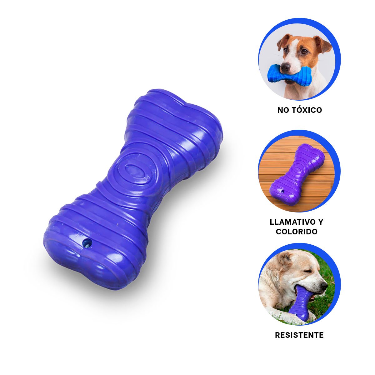 JUGUETE FUNCIONAL EN COLOR AZUL TIPO HUESO CON RAYAS PARA ESPACIOS ORGANIZADOS - 3