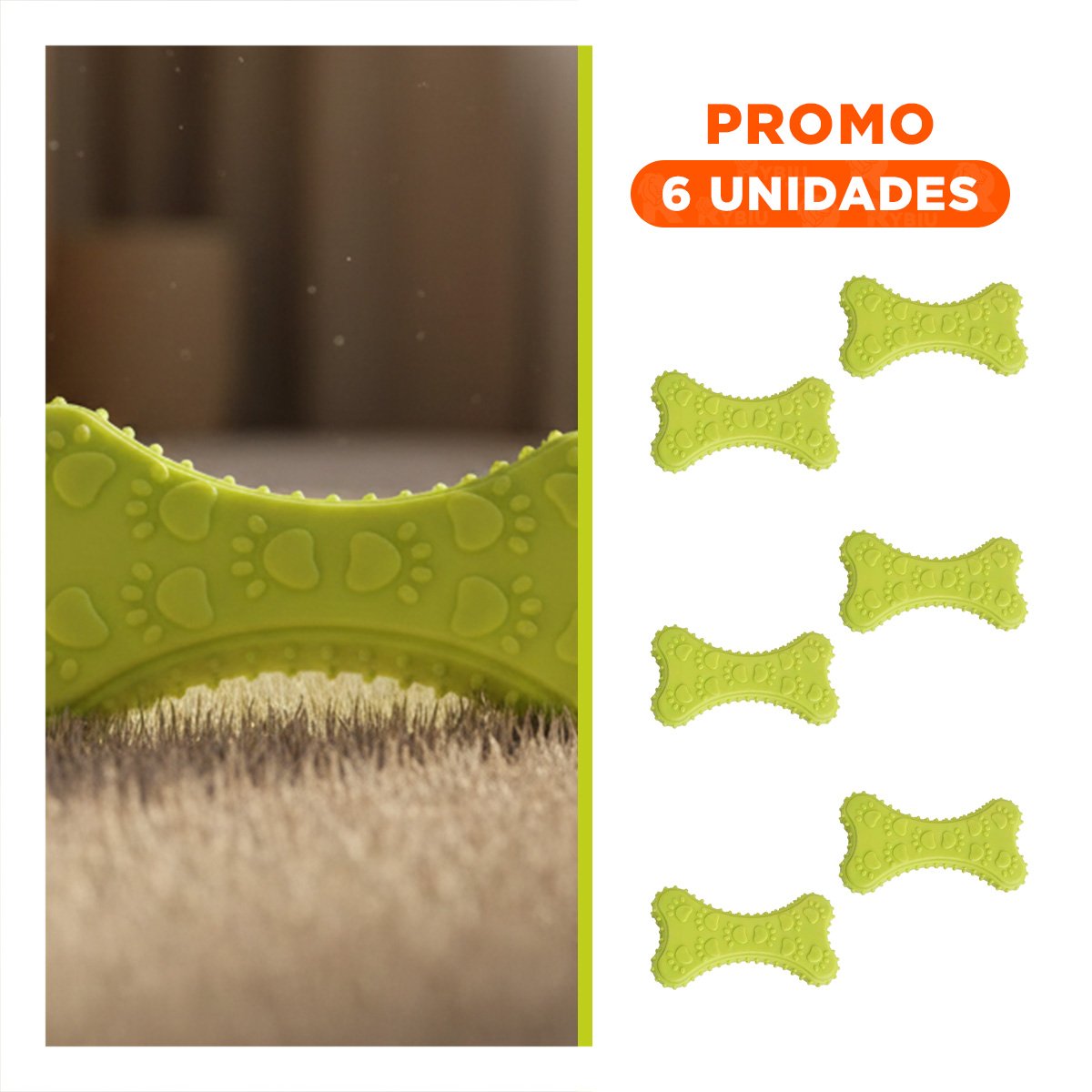 PACK6 ELEMENTO VERDE LIMON HUESO PEQUENO PARA ENTORNOS DE APARIENCIA CLARA - 1
