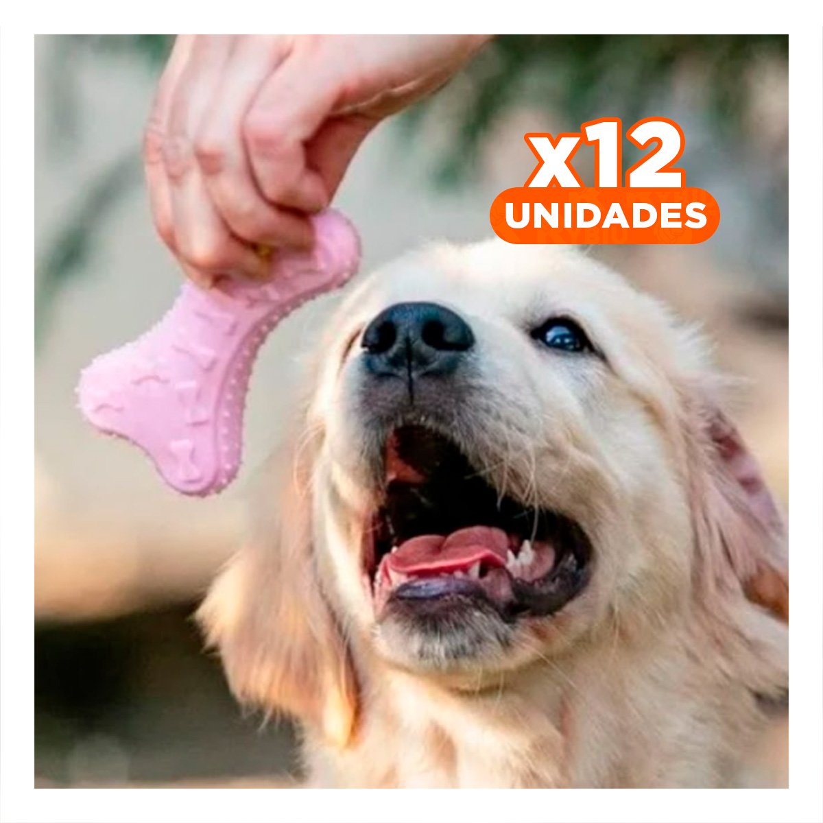 PACK12 PIEZA COMPACTA TIPO HUESO EN ROSADO CLARO PARA MASCOTA - 1