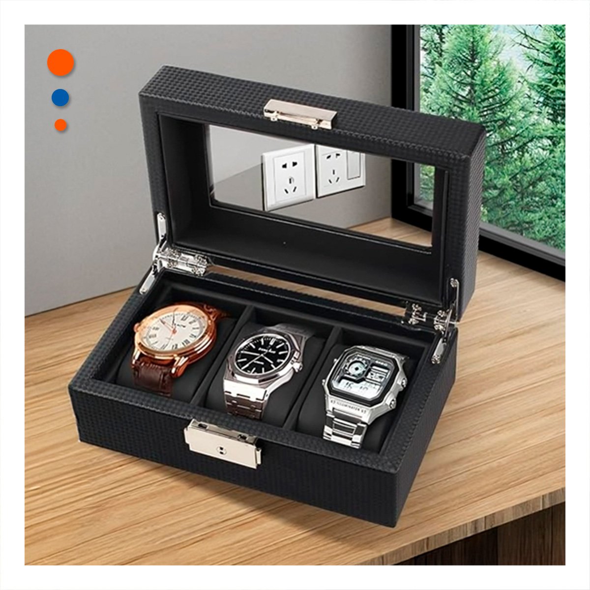 PACK6 CONTENEDOR ELEGANTE PARA 3 RELOJES DE COLECCION COMPLETO - 2