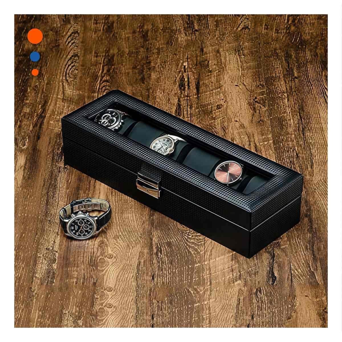 PACK4 ESTUCHE COMPACTO NEGRO PARA 6 RELOJES COMPLETO - 2