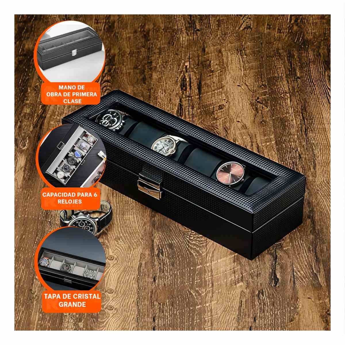 PACK4 ESTUCHE COMPACTO NEGRO PARA 6 RELOJES COMPLETO - 3