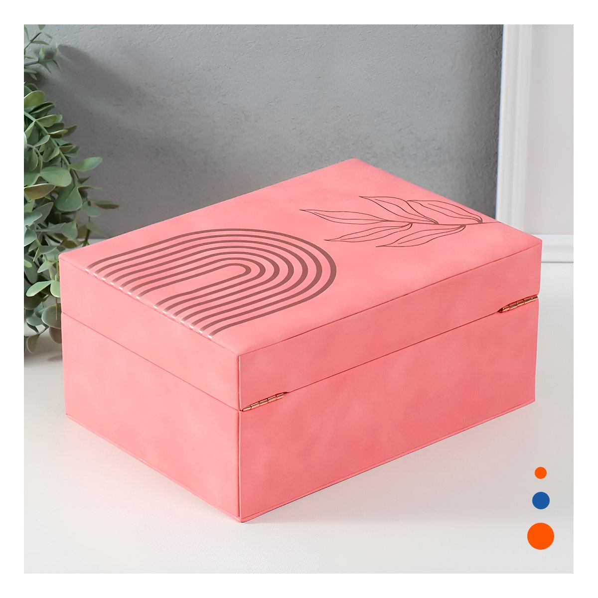 PACK6 COFRE PRACTICO 2 NIVELES 24,5X18X11 CM ROSADO CON TOQUES DORADOS Y+REGALO STICKER - 5