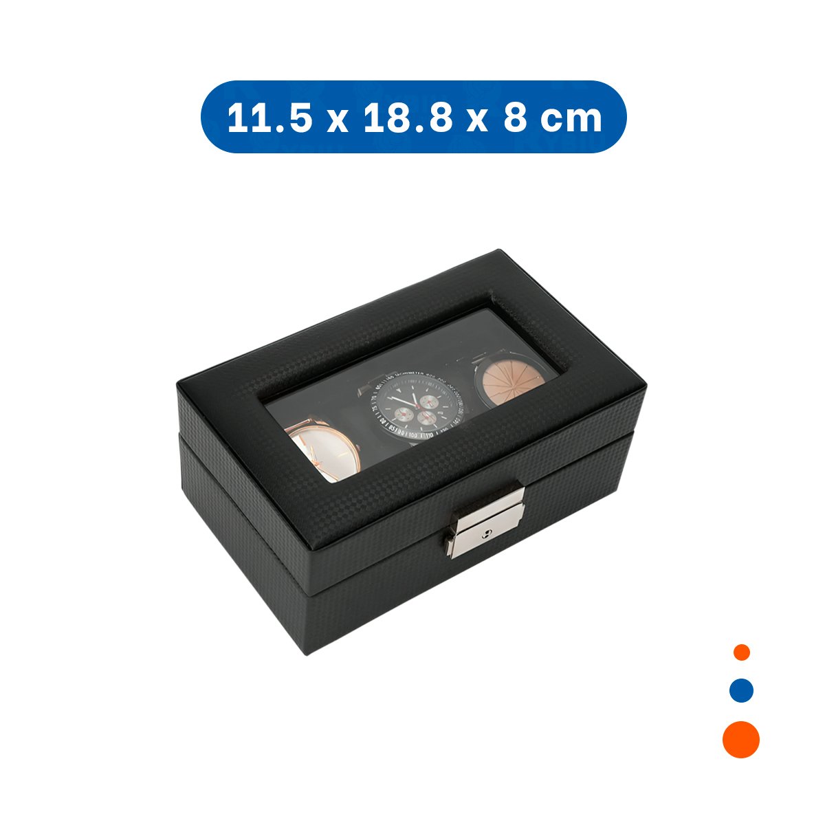 ORGANIZADOR COMPACTO PARA 3 RELOJES CON ACABADO ELEGANTE COMPLETO Y+LIGAS REGALO - 4