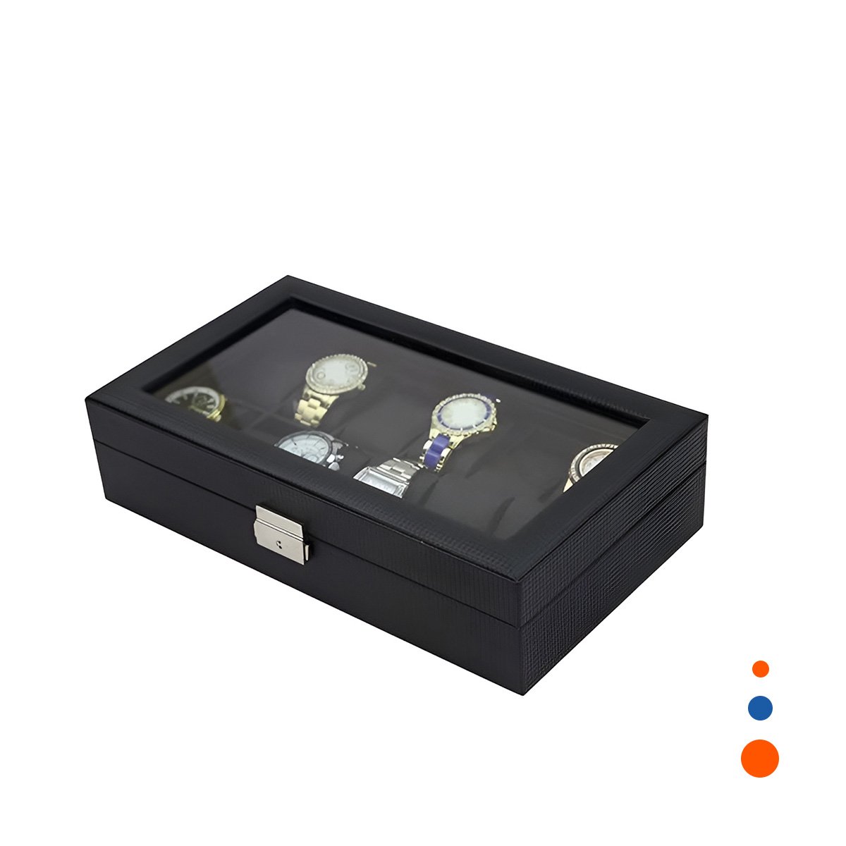 EXHIBIDOR DE 12 RELOJES NEGRO COMPLETO CON ESPACIOS AMPLIOS Y+REGALO STICKER - 3