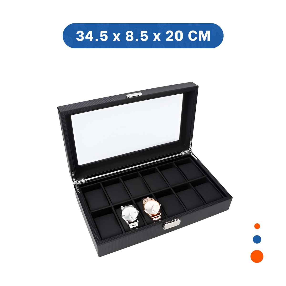 VITRINA DE 12 RELOJES NEGRO COMPLETO CON INTERIOR ORDENADO Y+LIGAS REGALO - 4