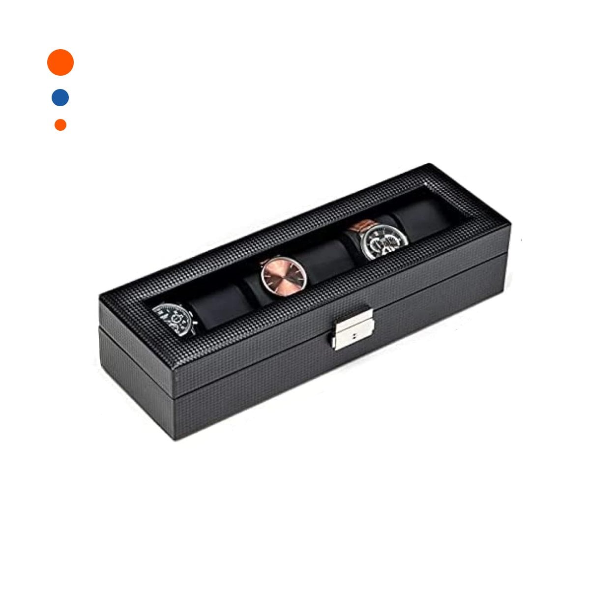 PACK2 ORGANIZADOR COMPACTO NEGRO PARA 6 RELOJES COMPLETO Y+REGALO STICKER - 2