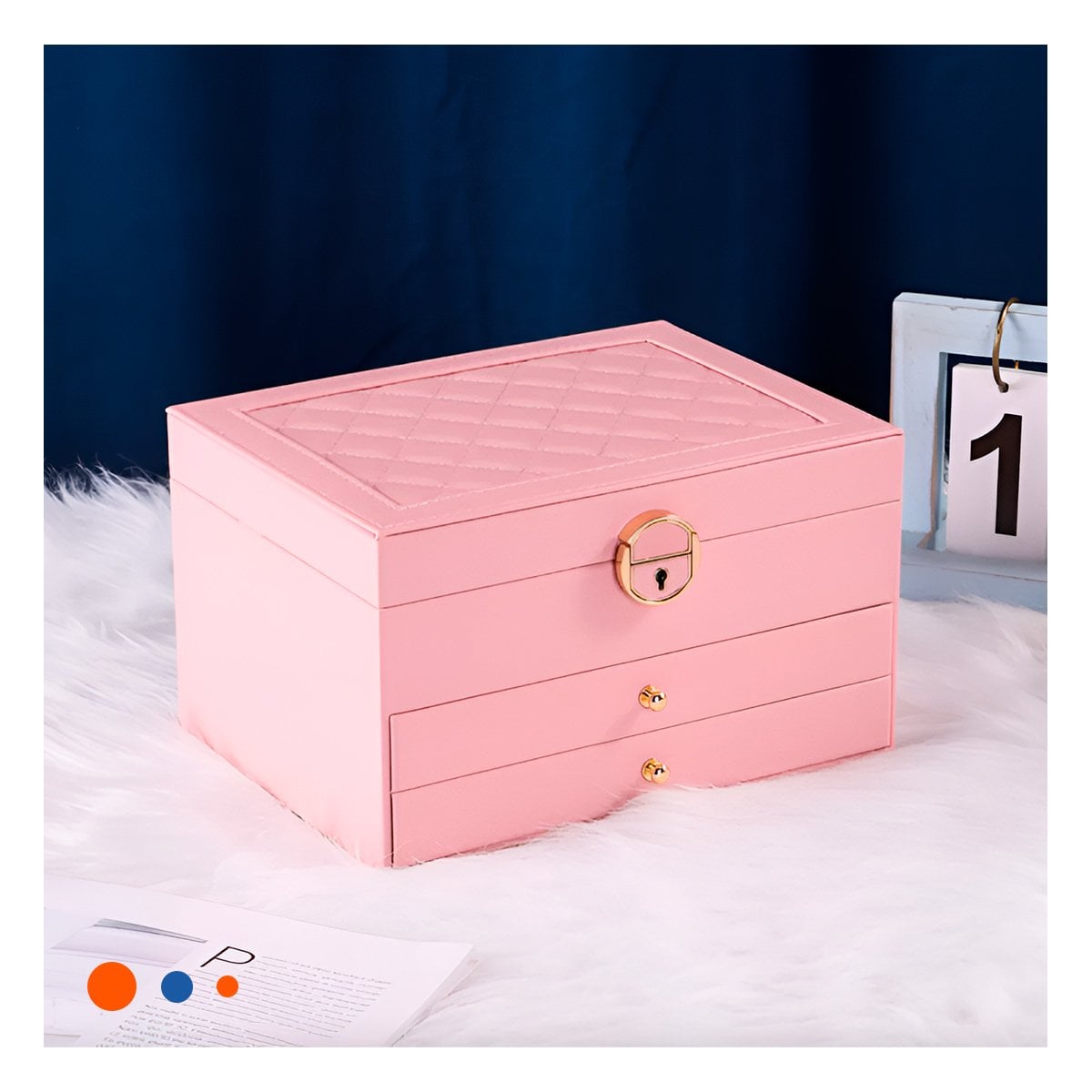 PACK2 GUARDAJOYAS MODERNO ROSADO 3 NIVELES 23X17X13,5 CM PARA MUJER - 2