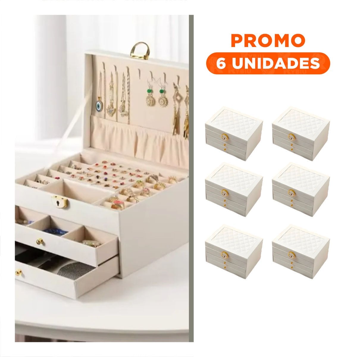 PACK6 ORGANIZADOR PRACTICO 3 NIVELES 23X17X13,5 CM BLANCO - 1