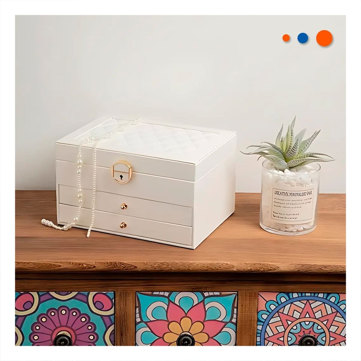 PACK6 ESTUCHE PRACTICO 3 NIVELES 23X17X13,5 CM BLANCO Y+PAPEL REGALO - 2