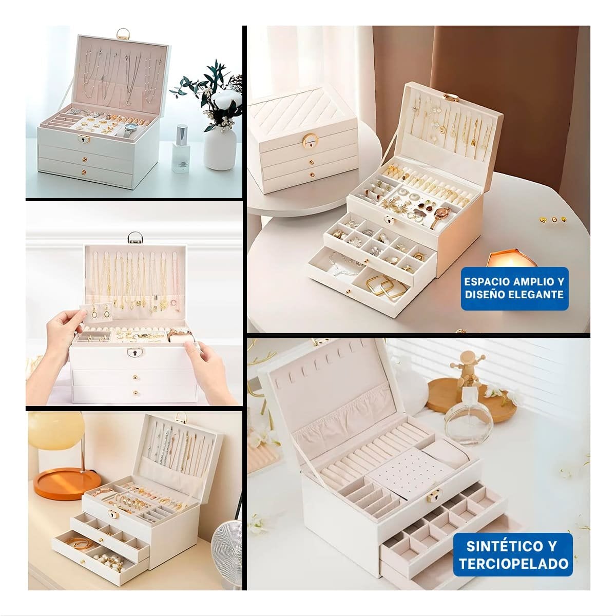 PACK6 ESTUCHE PRACTICO 3 NIVELES 23X17X13,5 CM BLANCO Y+PAPEL REGALO - 3