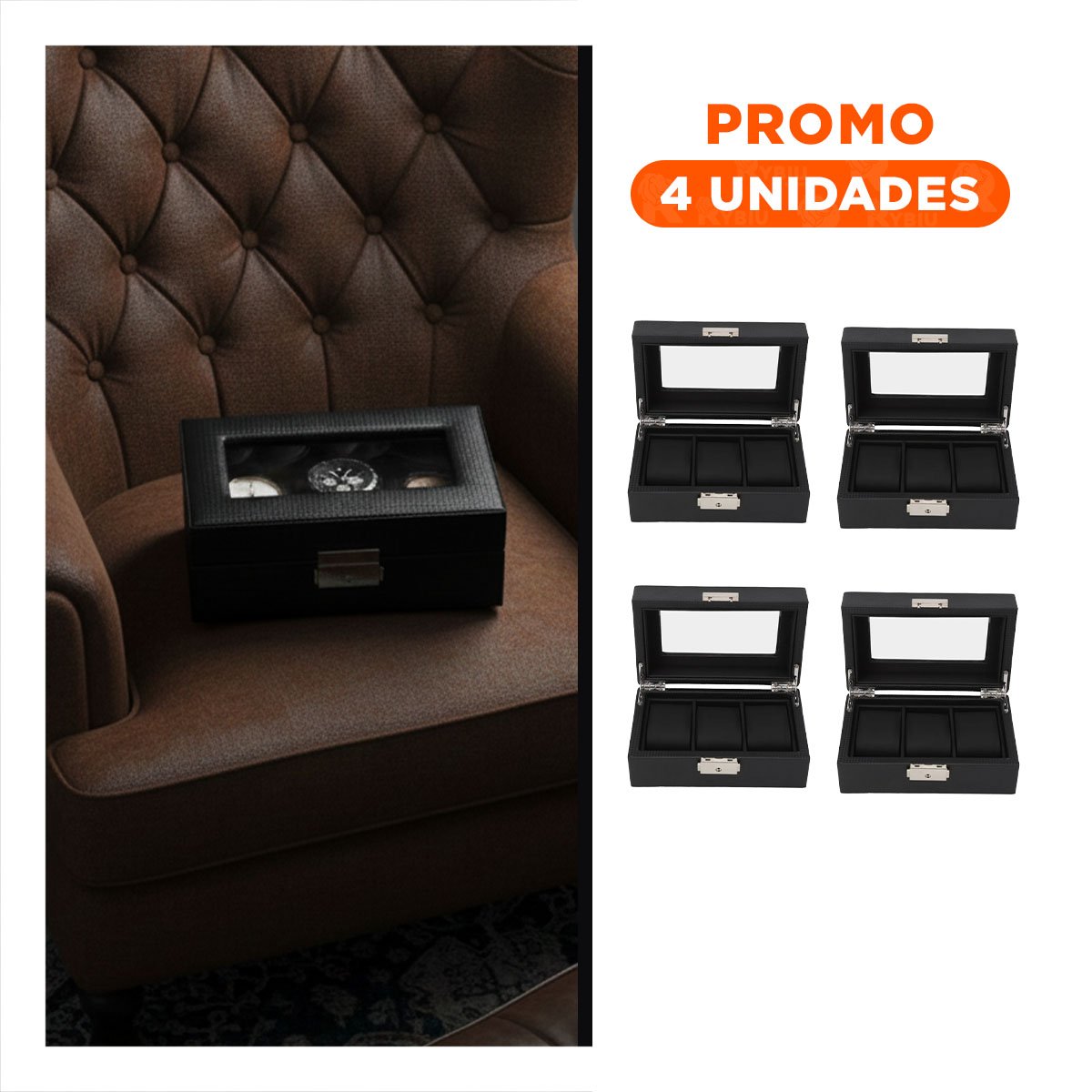 PACK4 PROTECTOR ELEGANTE PARA 3 RELOJES CON CIERRE SEGURO COMPLETO Y+REGALO STICKER - 1
