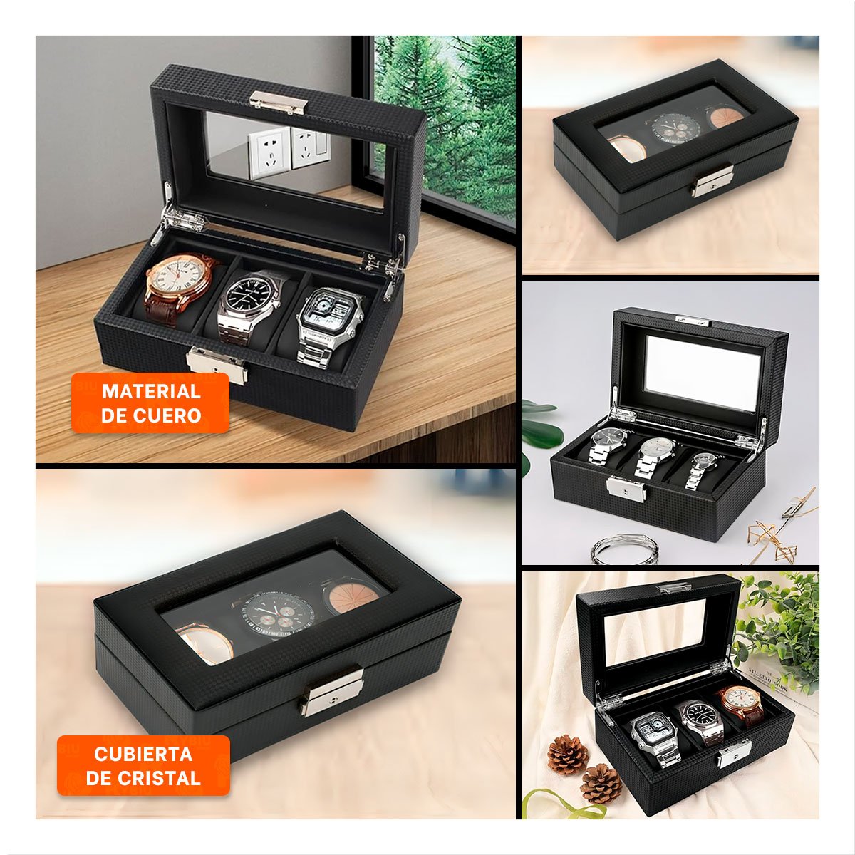 PACK4 PROTECTOR ELEGANTE PARA 3 RELOJES CON CIERRE SEGURO COMPLETO Y+REGALO STICKER - 2