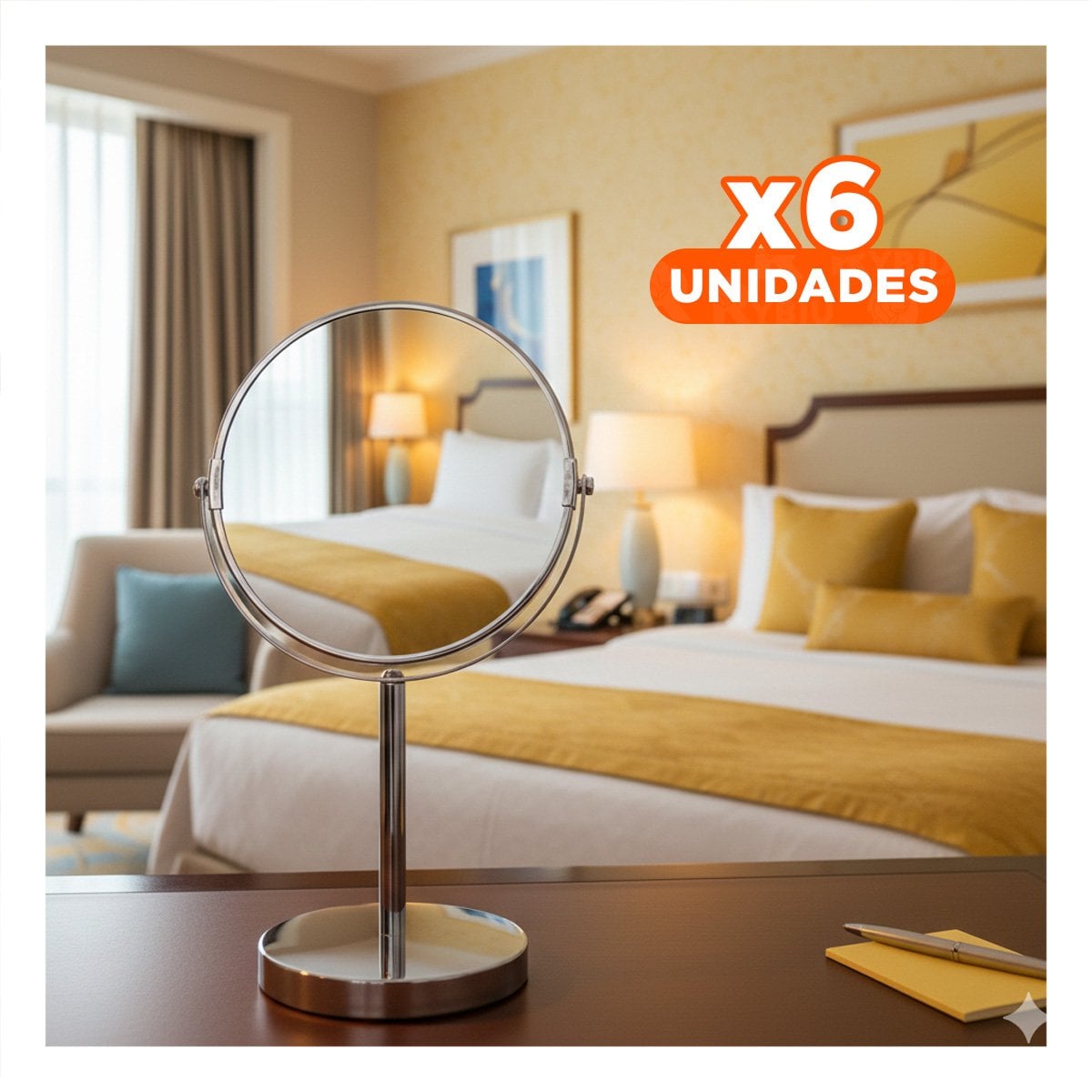 PACK6 CRISTAL MODERNO CIRCULAR DOBLE DE MESA 21,5CM PLATEADO Y+REGALO STICKER - 1