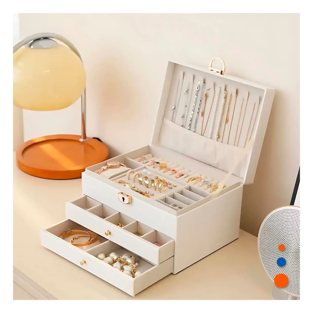 PACK6 CAJA PRACTICA 3 NIVELES 23X17X13,5 CM BLANCO HOGAR Y+REGALO STICKER - 3