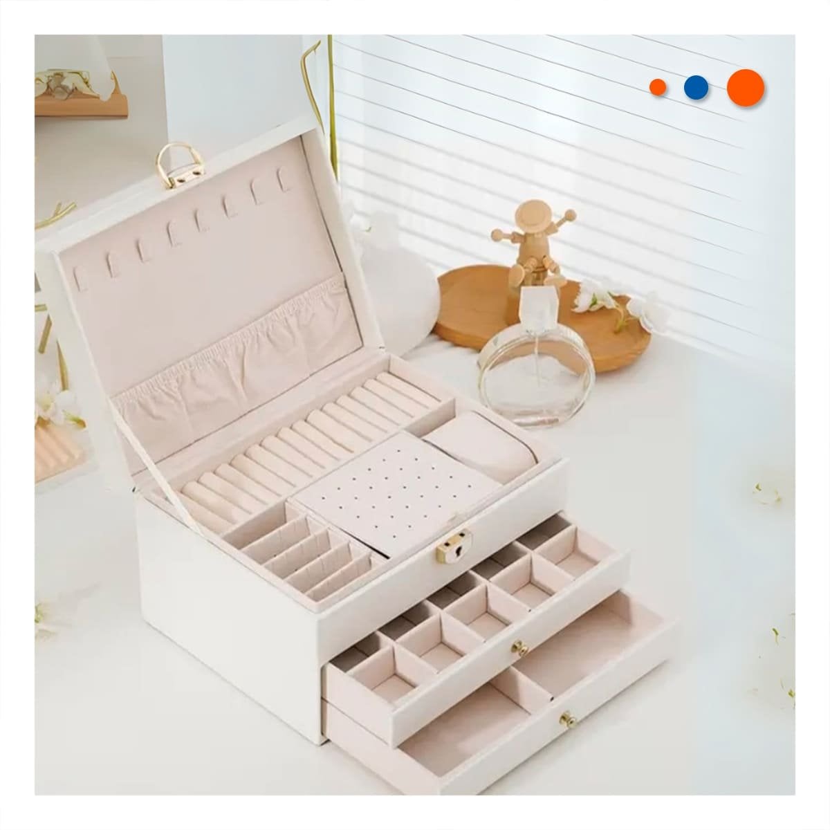 PACK6 CAJA PRACTICA 3 NIVELES 23X17X13,5 CM BLANCO HOGAR Y+REGALO STICKER - 5