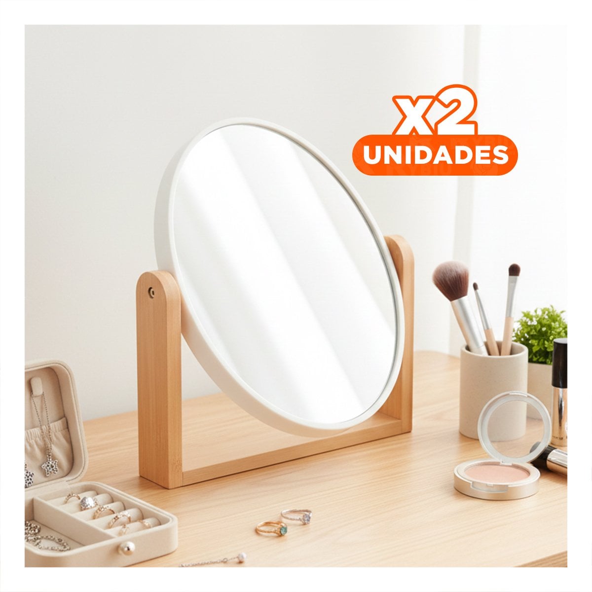PACK2 LUNA OVALADA DOBLE MODERNA 15CM CON BASE MADERA HOGAR Y+REGALO STICKER - 1