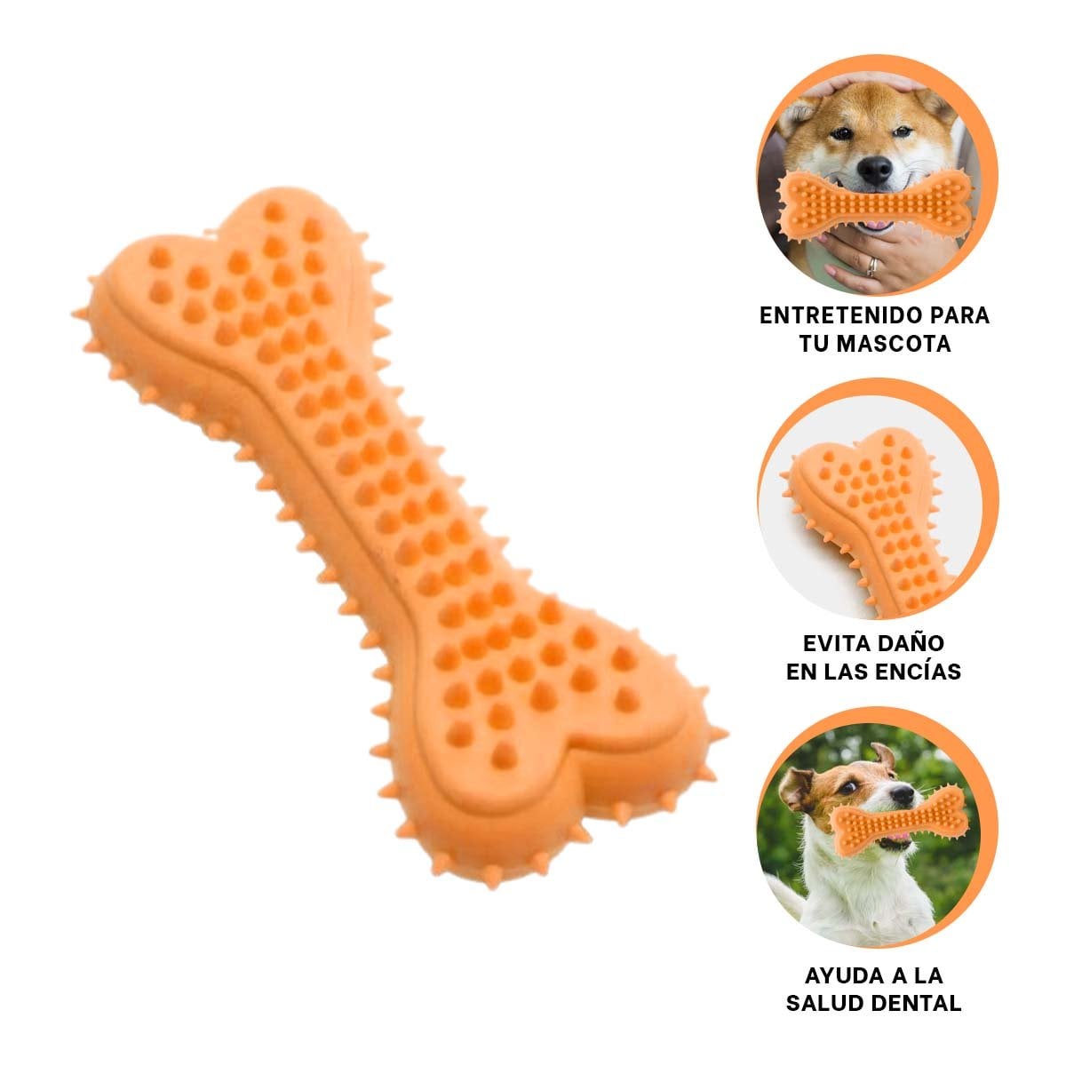 JUGUETE FUNCIONAL EN COLOR NARANJA TIPO HUESO CON PUAS PARA ESPACIOS ORGANIZADOS - 3