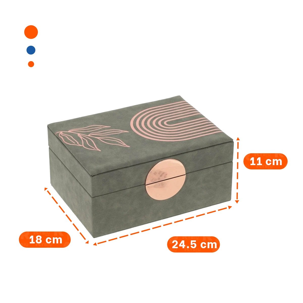 PACK2 GUARDAJOYAS MODERNO 2 NIVELES 24,5X18X11 CM VERDE CON DETALLES DORADOS Y+PAPEL REGALO - 4