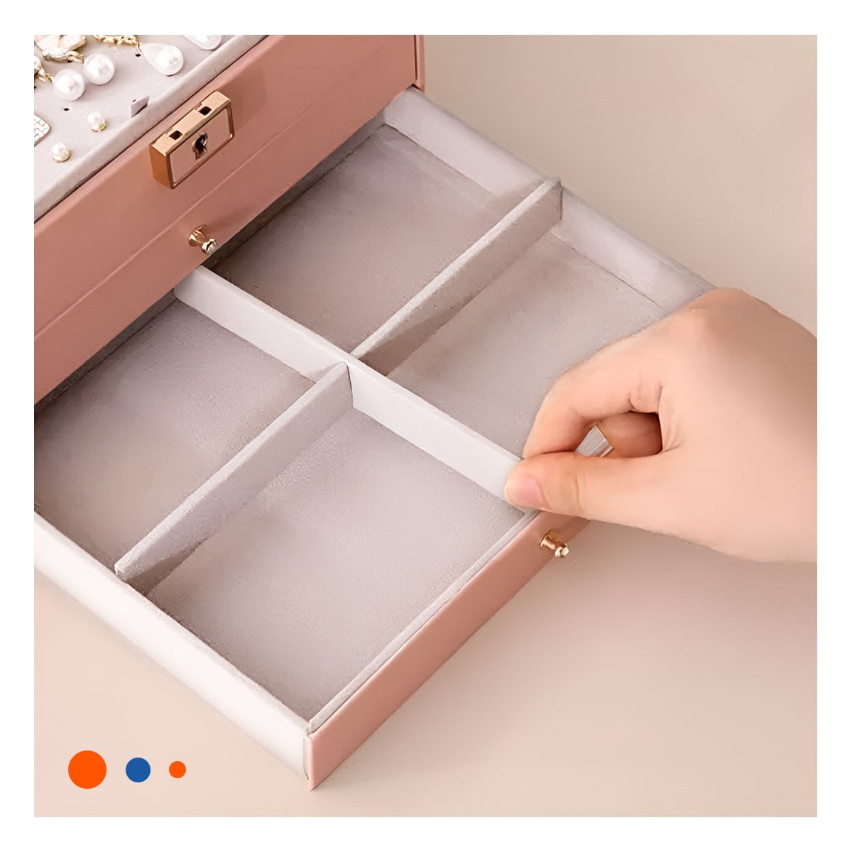 PACK4 EXHIBIDOR MODERNO ROSADO 3 NIVELES 23X17X13,5 CM PARA TOCADOR - 3