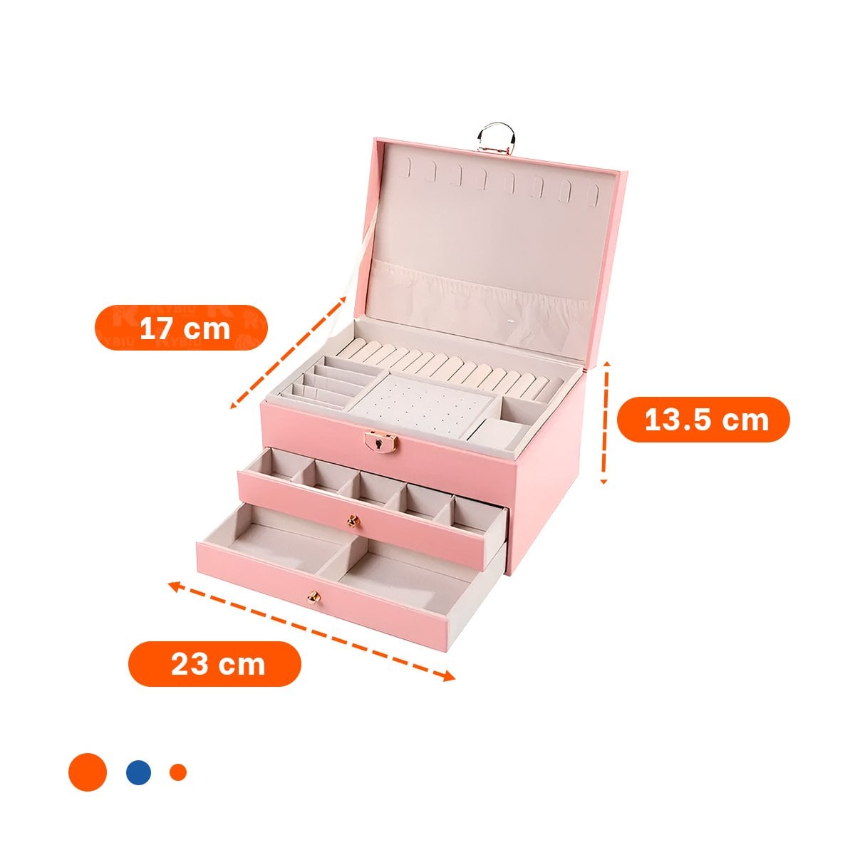 PACK4 EXHIBIDOR MODERNO ROSADO 3 NIVELES 23X17X13,5 CM PARA TOCADOR - 4