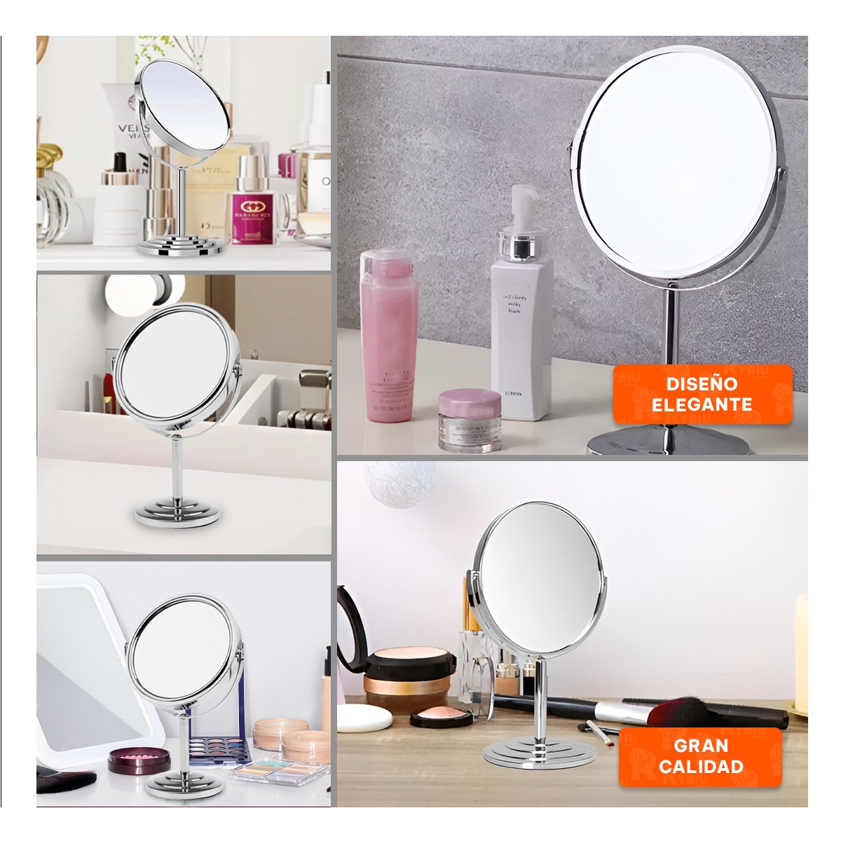 REFLEJO COMPACTO OVALADO DOBLE DE MESA 16CM PLATEADO Y+POST IT - 1