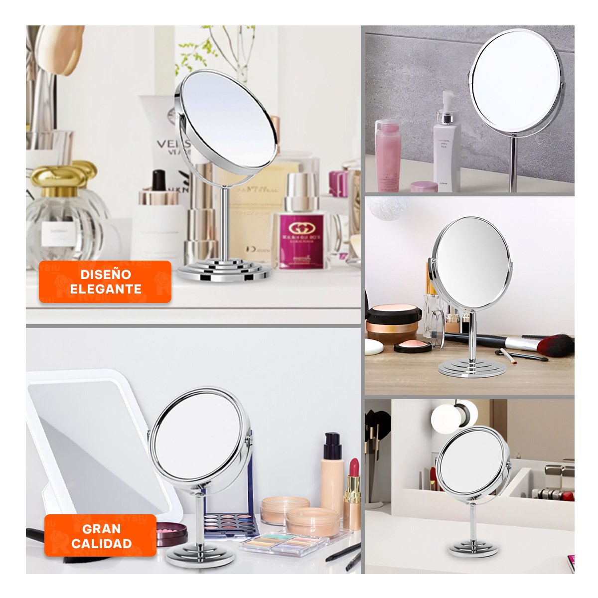 REFLEJO COMPACTO OVALADO DOBLE DE MESA 16CM PLATEADO Y+POST IT - 5