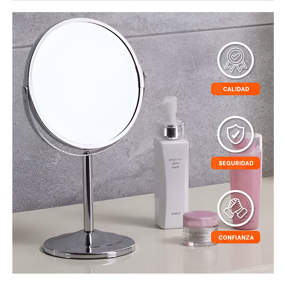 SUPERFICIE REFLECTIVA DECORATIVA OVALADA DE MESA 16CM PLATEADO Y+REGALO STICKER - 3