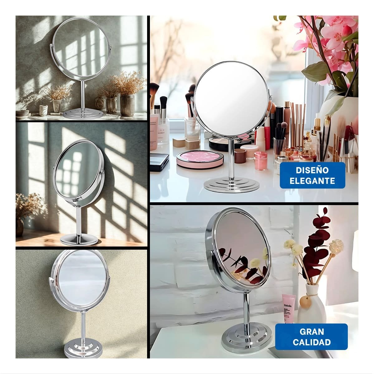 CRISTAL DECORATIVO CIRCULAR DOBLE DE MESA 21,5CM PLATEADO Y+LIGAS REGALO - 5