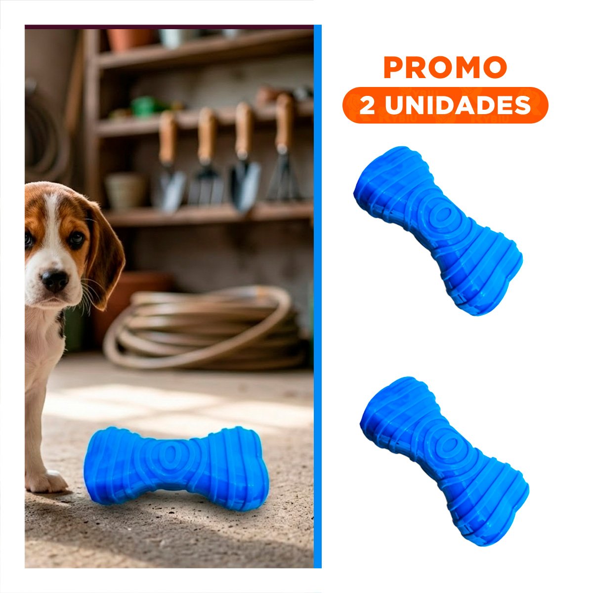 PACK2 JUGUETE DE MASCOTA EN COLOR AZUL CON SILUETA HUESO CON RAYAS PARA AREA CLARA - 1