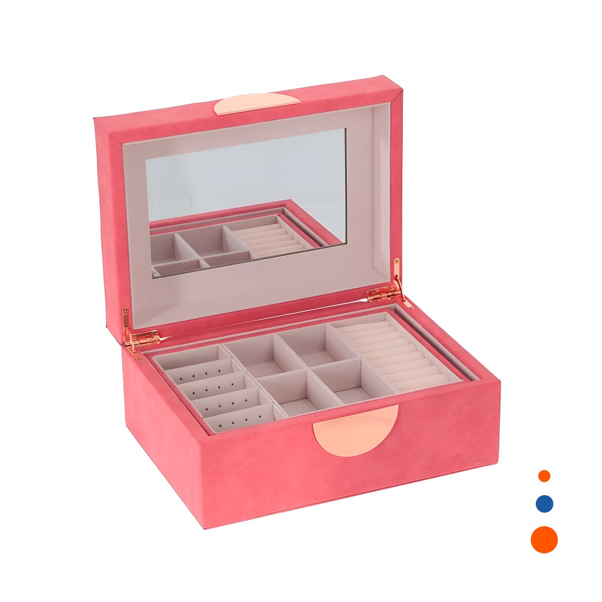 ORGANIZADOR ELEGANTE 2 NIVELES 24,5X18X11 CM ROSADO CON DETALLES DORADOS Y+REGALO STICKER - 3