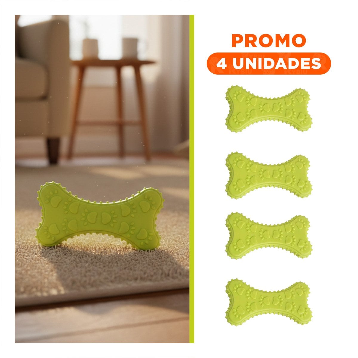 PACK4 PIEZA PEQUENA EN VERDE LIMON CON CONTORNO HUESO SIMPLIFICADO Y+REGALO STICKER - 1