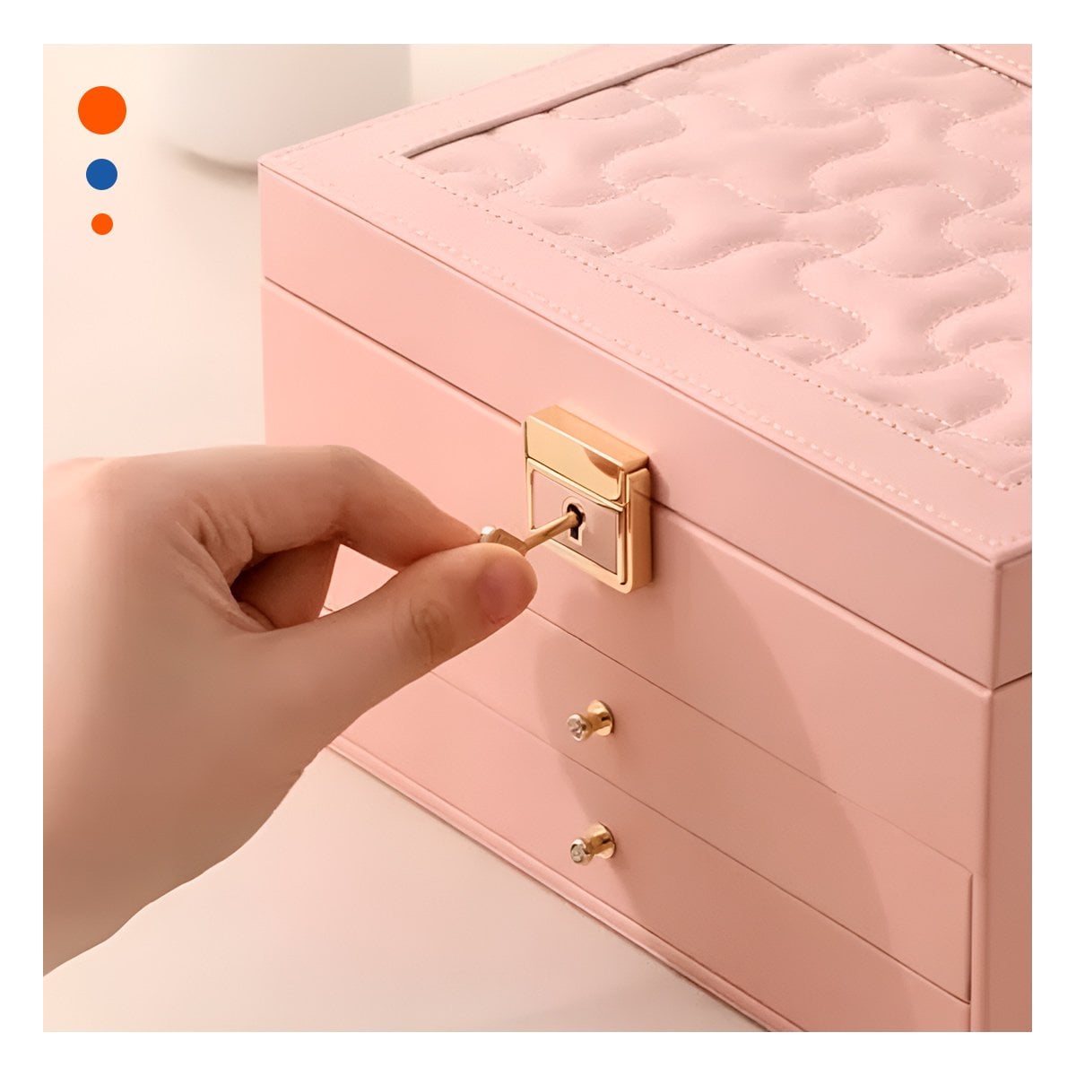 PACK4 CAJA MODERNA ROSADA 3 NIVELES 23X17X13,5 CM CON DISENO PRACTICO Y+REGALO STICKER - 5