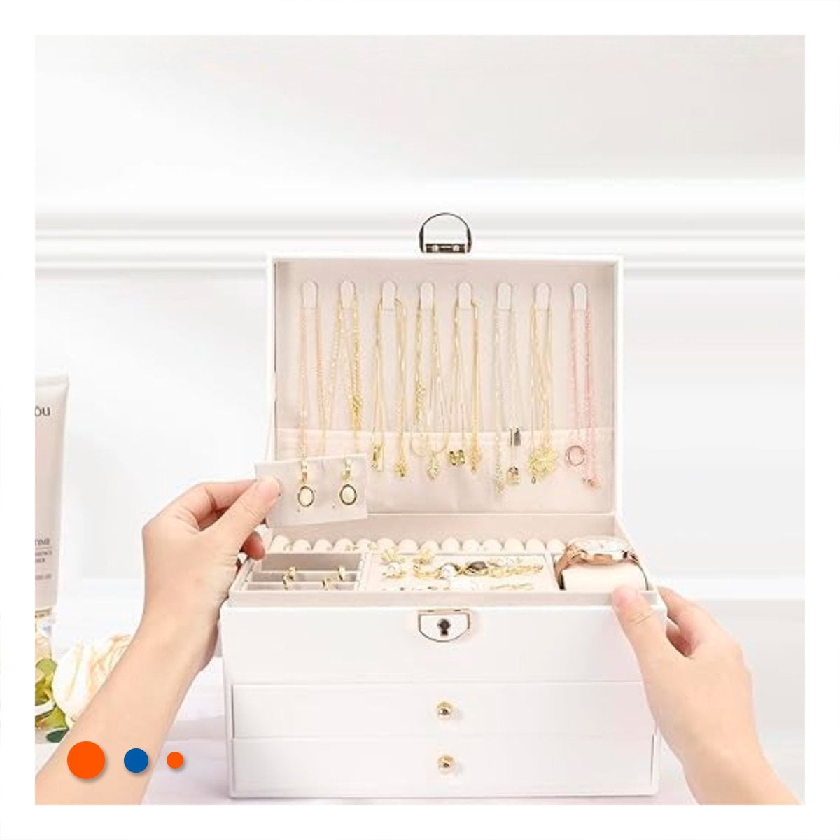 PACK4 COFRE PRACTICO 3 NIVELES 23X17X13,5 CM BLANCO HOGAR Y+REGALO STICKER - 5