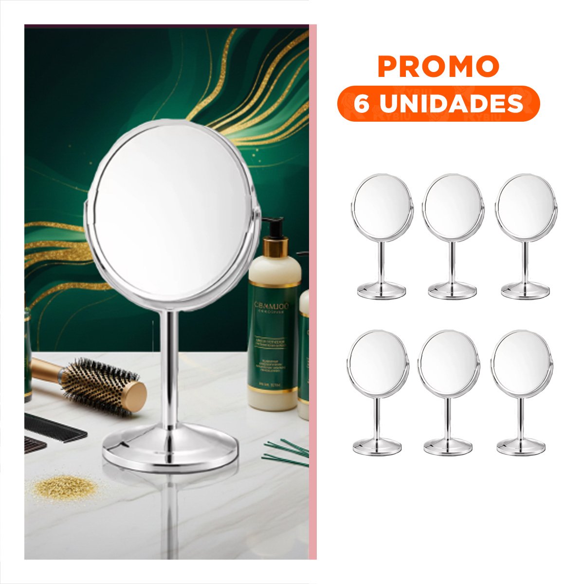PACK6 LUNA DECORATIVA CIRCULAR DOBLE DE MESA 14,5CM PLATEADO - 1