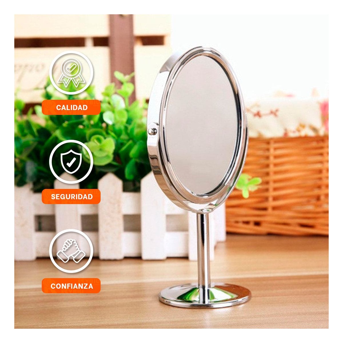 PACK6 LUNA DECORATIVA CIRCULAR DOBLE DE MESA 14,5CM PLATEADO - 3