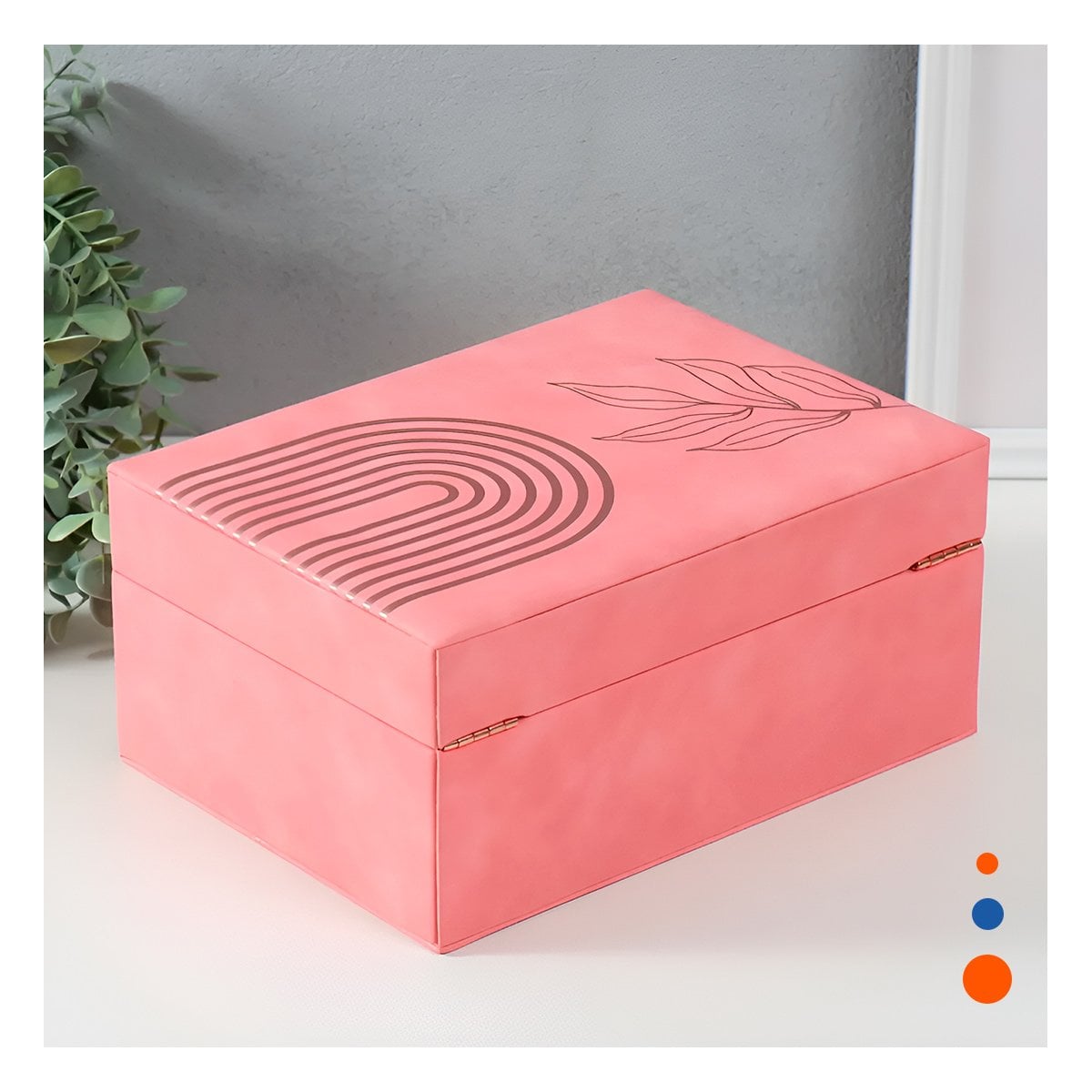 PACK4 CONTENEDOR MODERNO 2 NIVELES 24,5X18X11 CM ROSADO CON DETALLES DORADOS Y+PAPEL REGALO - 2