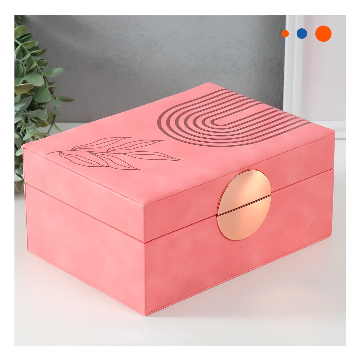 PACK4 CONTENEDOR MODERNO 2 NIVELES 24,5X18X11 CM ROSADO CON DETALLES DORADOS Y+PAPEL REGALO - 5