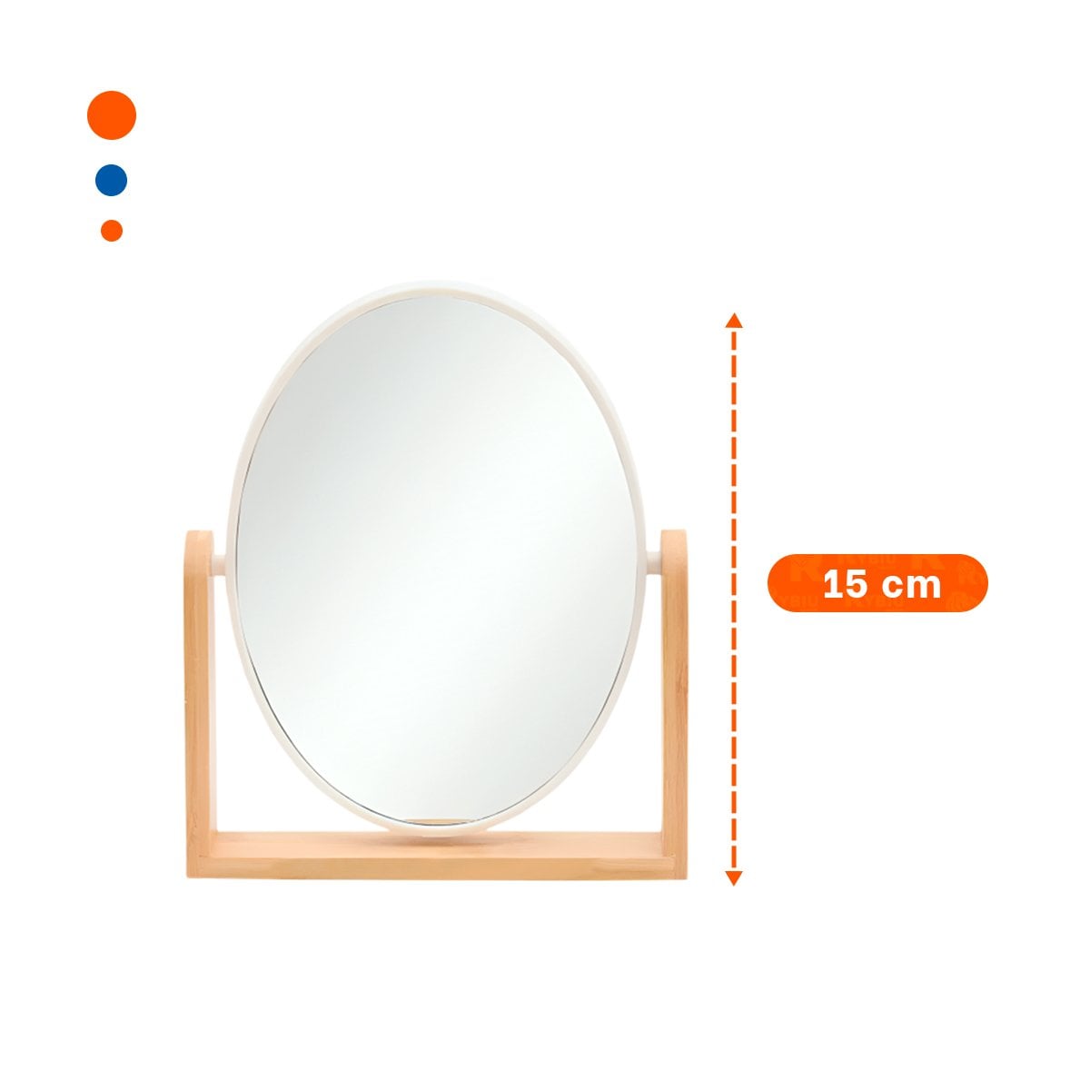PACK12 ESPEJO OVALADO DOBLE PARA HOGAR 15CM CON BASE MADERA - 4